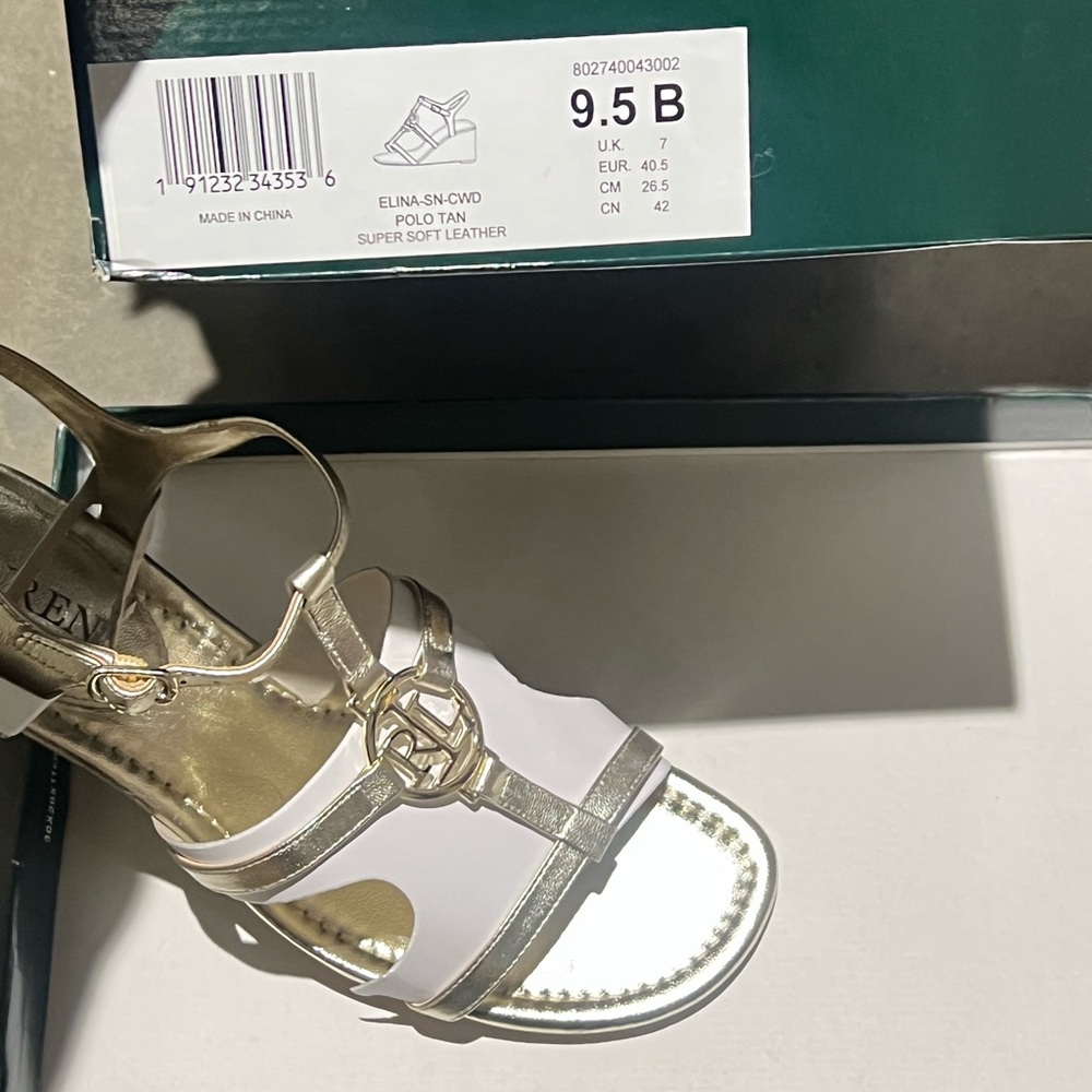 Ralph Lauren White and Gold Sandals NWT